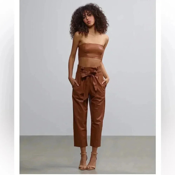 Commando Faux Leather Paperbag Pants Cocoa size Medium - Picture 9 of 9